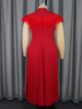 EVE Plus Size Solid Color Press Pleated Maxi Dress GKEN-AM041123