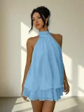 EVE Sleeveless Backless Mesh Mini Dress GWSD-D1995166