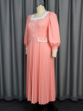 EVE Plus Size Single Breasted Square Neck Maxi Dress GKEN-AM041206