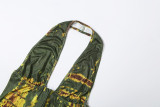 EVE Print Halterneck Backless Vest Two Piece Skirts Set  GZJQ-K6S04954A