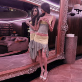EVE Stripe Color Stripe Patchwork Two Piece Skirts Set DLSF-K6S06216A