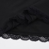 EVE Short Sleeve Solid Color Lace Patchwork Mini Dress GPKJ-MR49116