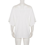 EVE Solid Color Slash Shoulder T Shirts GPKJ-MR47002