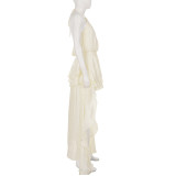 EVE Solid Color Irregular Chiffon Midi Dress GPKJ-MR48741