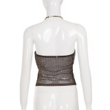 EVE Polka Dot Print Backless Mesh Tank Tops GPKJ-MR48510