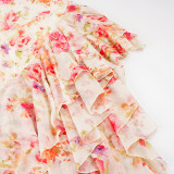 EVE Floral Print  Backless Tie Up Irregular Dress GPKJ-MR48689