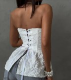 EVE Solid Color Ruffles Backless Mini Dress GPBY-SH8317