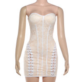 EVE Lace Patchwork Tube Tops Dress XEF-K6D04315A