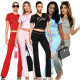 EVE Letter Print Short Sleeve Sport Two Piece Pants Set FOSF-8830
