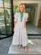 EVE V Neck Puff Sleeve Print Maxi Dress QYXZ-9183