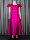 EVE One Shoudler Ruched Sleeve Midi Dress GKEN-AM050643