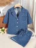 EVE Denim Long Sleeve Two Piece Shorts Set YMEF-59085