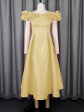 EVE One Shoudler Ruched Sleeve Midi Dress GKEN-AM050643