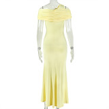 EVE One Shoulder Solid Color Split Maxi Dress GJYO-JD305238