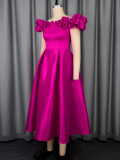 EVE One Shoudler Ruched Sleeve Midi Dress GKEN-AM050643