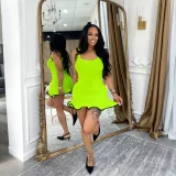 EVE Knits Contrast Color Sleeveless Mini Dress HNIF-M3080