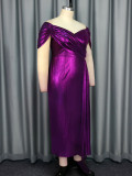 EVE V Neck Solid Color Ruched Maxi Dress GKEN-AM040837