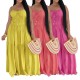 EVE Solid Color Ruched Sling Maxi Dress AIL-349