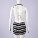 EVE Contrast Color Sling Top Two Piece Shorts Set GYHF-11790DBM