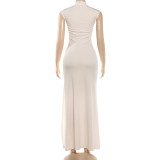 EVE Solid Color Split Maxi Dress DLSF-K6D06511A