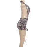 EVE Snake Print Deep V Neck Mini Dress DLSF-K6D07321A