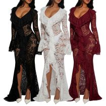 EVE Lace V Neck Long Sleeve Maxi Dress AIL-348