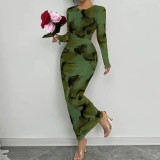 EVE Tie Dye Print Long Sleeve Maxi Dress GYHF-60254