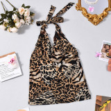 EVE Leopard Print Mesh Backless Tops GYHF-60451TBZ