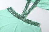 EVE Sexy Sequin Patchwork Tie Up Mini Dress DLSF-K6D06499A