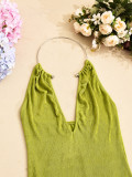EVE Deep V Neck Halterneck Maxi Dress GYHF-32577DBY