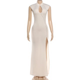 EVE Solid Color Split Maxi Dress DLSF-K6D06511A