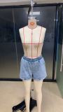 EVE Casual Denim Sleeveless Two Piece Shorts Set GMYT-803