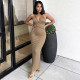 EVE Solid Color Hollow Out Backless Long Dress GZJQ-K6D07057A