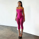 EVE Solid Color Patchwork Backless Seventh Jumpsuit DLSF-K6Q06814A