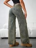 EVE Retro Ripped Loose Straight Jeans GYXN-66288