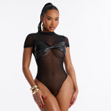 EVE Mesh Patchwork Short Sleeve Bodysuit GDSF-J26BS176