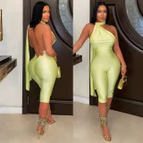 EVE Solid Color Backless Seventh Jumpsuit MXBF-J26JP136