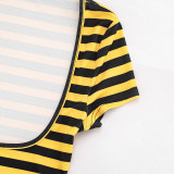 EVE Stripe Print Short Sleeve Three Piece Shorts Set GDSF-J26ST161
