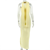 EVE Slash Shoulder Solid Color Maxi Dress GJYO-JD305221