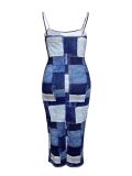 EVE Plus Size Contrast Color Sling Maxi Dress GAWE-6645