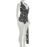 EVE Sleeveless Halterneck Polka Dots Print Short Suit GDSF-J26ST156