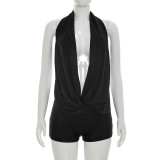 EVE Solid Color Halterneck Romper MXBF-J26RP134
