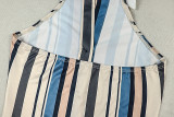 EVE Stripe Print Lapel Sleeveless Two Piece Pants Set GJYO-JS919171