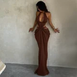 EVE Halterneck Sleeveless Backless Maxi Dress GJYO-JD305261