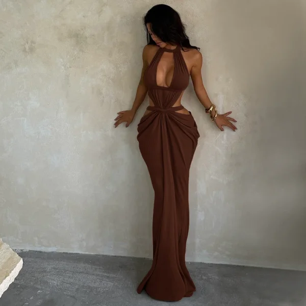 EVE Halterneck Sleeveless Backless Maxi Dress GJYO-JD305261