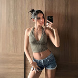 EVE Polka Dots Print Halterneck Tank Tops GZJQ-K6B07270A