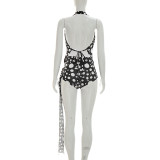 EVE Sleeveless Halterneck Polka Dots Print Short Suit GDSF-J26ST156