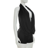 EVE Solid Color Halterneck Romper MXBF-J26RP134