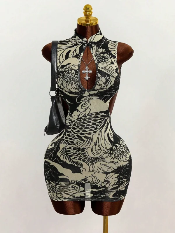 EVE Contrast Color Sleeveless Backless Mini Dress GXIY-K26L2225