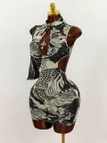 EVE Contrast Color Sleeveless Backless Mini Dress GXIY-K26L2225